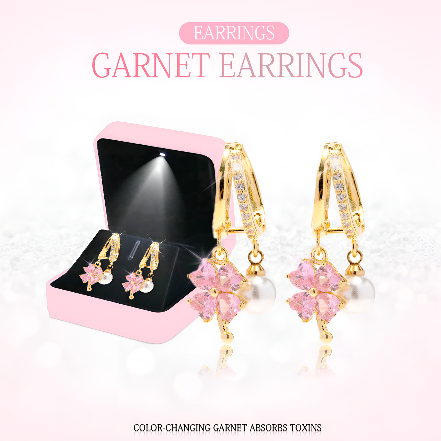 (🔥 Last Day Sale - 80% Off) CZTICLE™ Toxin Absorbing Color-Changing Garnet Titanium Alloy Ion Lymphatic Magnetic Therapy Earrings💎